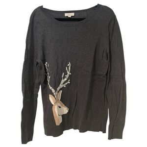 LOFT Gray Sweater with Deer Design